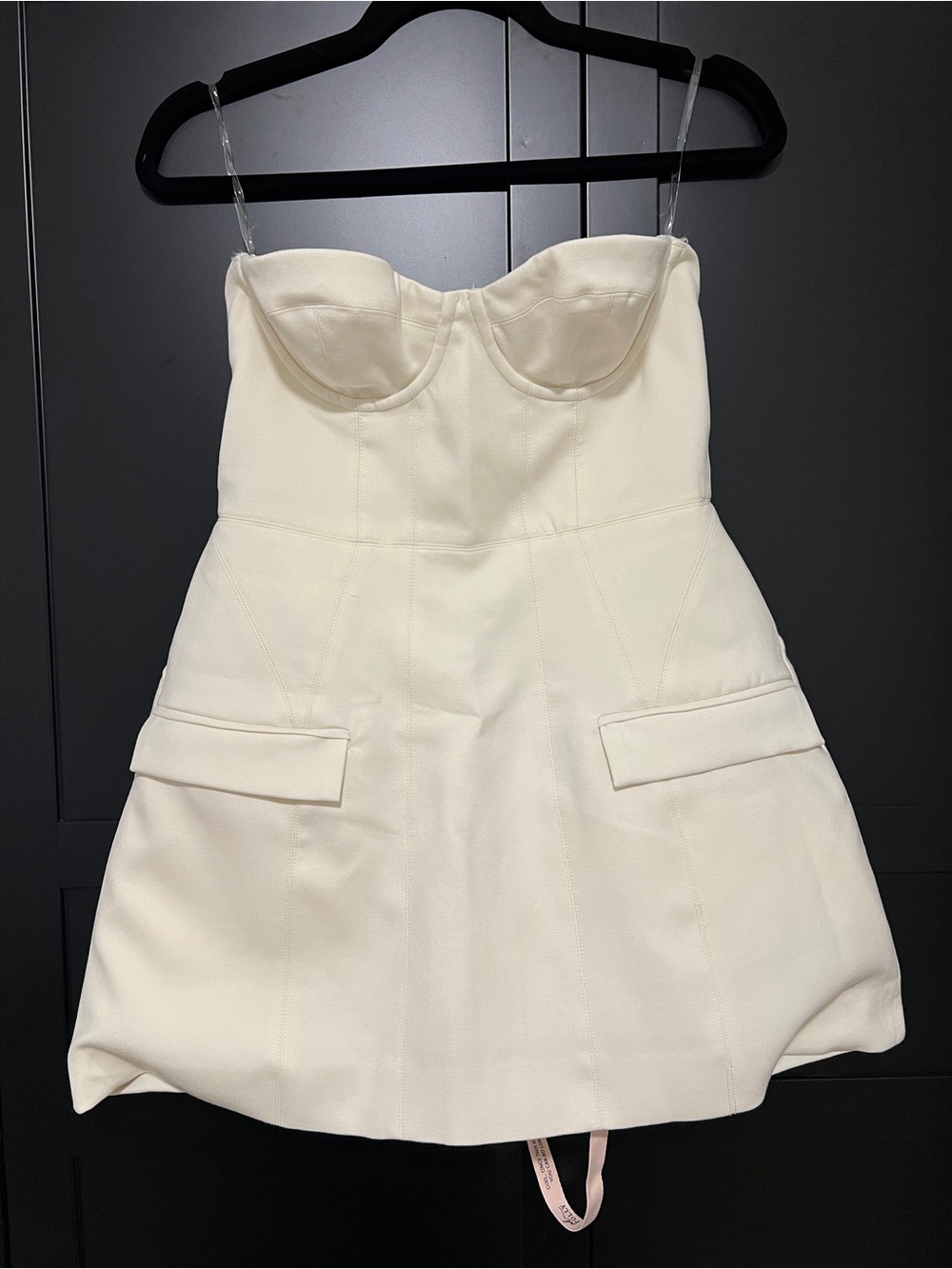 Oh Polly Ivory Strapless Sculpted Bust Mini Dress - Picture 9 of 11
